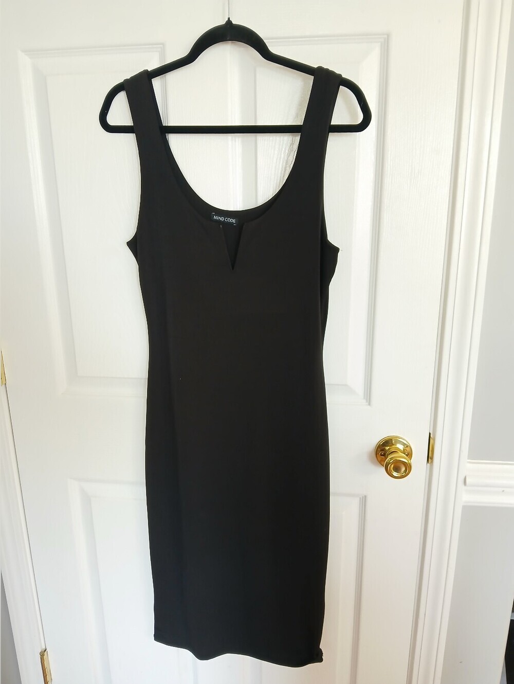 Mind Code Black Sleeveless Midi Sheath Dress